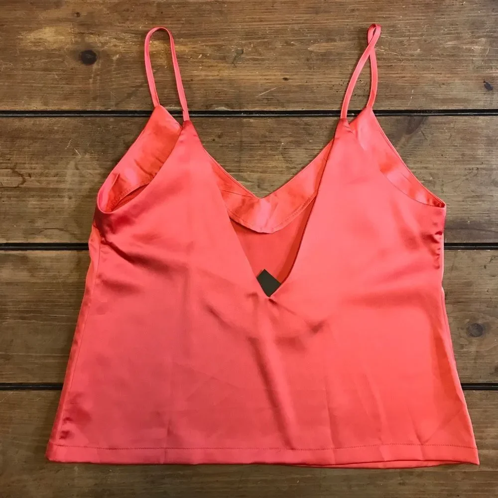 Nasty Gal V You Never Satin Cami Coral Pink Size 10 NWT